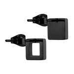 Liebeskind Berlin Ohrstecker in Viereckform, einer mit ausgestanztem Viereck, in der Farbe schwarz; Rückansicht