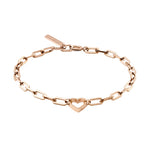 Das LIEBESKIND BERLIN Armband - In Liebe von Liebeskind Berlin ist mit seinen roségoldenen, rechteckigen Gliedern und einem Herzanhänger in der Mitte ein elegantes Geschenk für jeden Anlass.