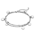 Liebeskind Berlin Armband bestehend aus einer doppelreihigen, silbernen Venezianerkette und kleinen, runden Edelstahlplättchen; Produktbild