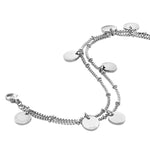 Liebeskind Berlin Armband bestehend aus einer doppelreihigen, silbernen Venezianerkette und kleinen, runden Edelstahlplättchen; Zusatzbild