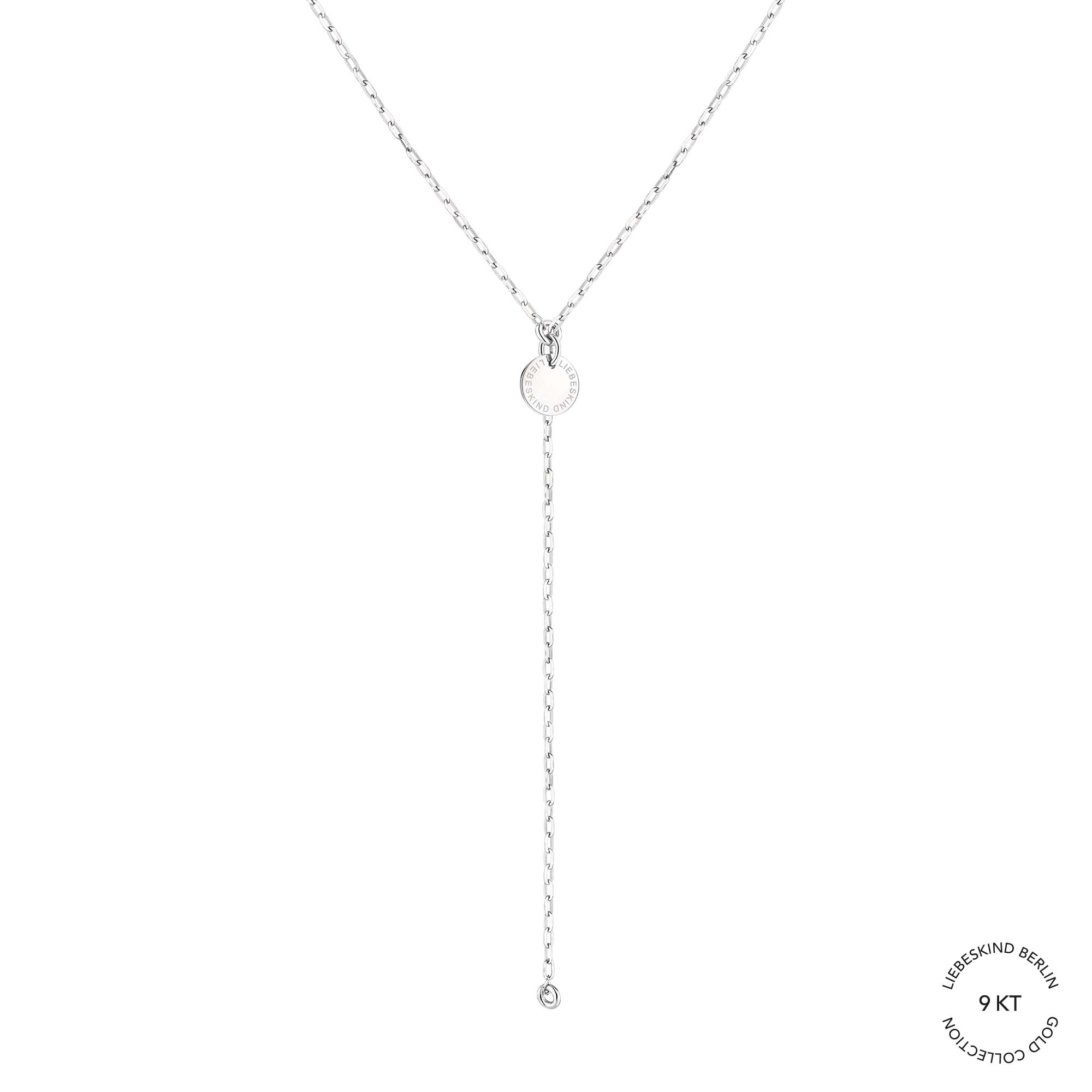 Liebeskind Berlin Halskette; längenverstellbare flachanker Y-Gliederkette mit Logo-Charm in der Farbe silber Produktbild