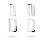 Liebeskind Berlin Creole aus zwei großen rechteckigen silbernen Gliedern, Produktbild, ausgehängt