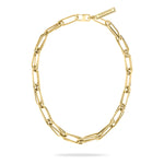 Liebeskind Berlin Halskette bestehend aus einer doppelten, goldenen Gliederkette und einem Logoanhänger; Produktbild