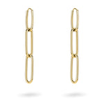 Die LIEBESKIND BERLIN Ohrhänger - Special Link von Liebeskind Berlin zeigen drei verbundene ovale Schlaufen in Gold, ausgestellt auf weißem Hintergrund - stilvoller Schmuck für jeden Anlass.