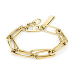 Das LIEBESKIND BERLIN Armband - Special Link besteht aus großen rechteckigen Gliedern, einem Verschluss und einem eingravierten Anhänger, inspiriert von Liebeskind Berlins charakteristischem Gliederketten-Stil.