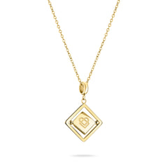 Liebeskind Berlin Halskette bestehend aus einer goldenen Ankerkette und einem drehbaren Anhänger mit graviertem Logo auf der einen und graviertem Logoschriftzug auf der anderen Seite; Produktbild