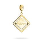 Goldener Liebeskind Berlin Charm mit drehbarem Plättchen, graviertem Skorpion-Zodiac-Symbol auf der einen und Logoschriftzug auf der anderen Seite; Produktbild
