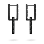 Liebeskind Berlin Ohrring bestehend aus einer schwarzen Creole mit Zirkoniadetail in Link Form und einem schwarzen, aushängbarem Link Ohrhänger mit Zirkoniadetail; Produktbild 