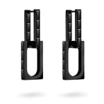 Liebeskind Berlin Ohrring bestehend aus einer schwarzen Creole mit Zirkoniadetail in Link Form und einem schwarzen, aushängbarem Link Ohrhänger mit Zirkoniadetail; Produktbild 