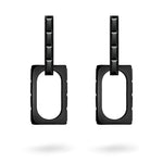 Liebeskind Berlin Ohrring bestehend aus einer schwarzen Creole mit Zirkoniadetail in Link Form und einem schwarzen, aushängbarem Link Ohrhänger mit Zirkoniadetail; Produktbild 