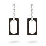 Liebeskind Berlin Ohrring bestehend aus einer schwarzen Creole mit Zirkoniadetail in Link Form und einem schwarzen, aushängbarem Link Ohrhänger mit Zirkoniadetail; Produktbild 