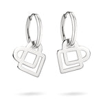 Liebeskind Berlin Ohrring: Silberne Ohrringe mit geometrischen Anhängern in Herzform von Liebeskind Berlin, abgebildet auf weißem Hintergrund.