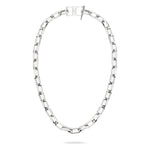 LIEBESKIND BERLIN Halskette - The Secure Tag aus Edelstahl mit rechteckigen Gliedern und T-Bar-Verschluss von Liebeskind Berlin, präsentiert auf weißem Hintergrund.