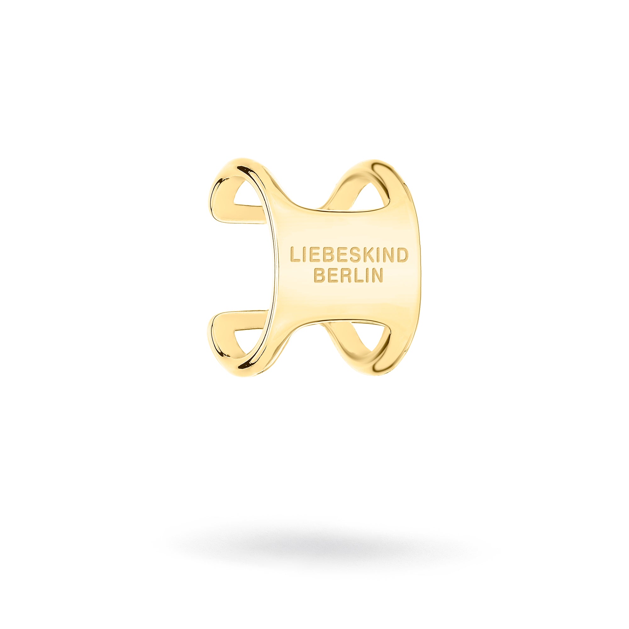 Goldener Liebeskind Berlin Ear Cuff in modernem, geometrischem Design mit eingraviertem Logo; Produktbild