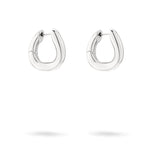 LIEBESKIND BERLIN Creole - Die Organic Creole: ein Paar glänzende, klobige, silberfarbene Edelstahl-Ohrringe von Liebeskind Berlin auf weißem Grund.