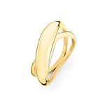 Der goldene Liebeskind Berlin Ring - The Twisted Organic, Größe 54, hat ein modernes, sich überlappendes Designband und ist auf einem weißen Hintergrund zu sehen.
