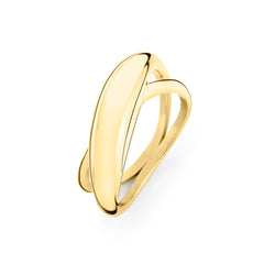 Der Ring LIEBESKIND BERLIN - The Twisted Organic (Größe 56) von Liebeskind Berlin zeichnet sich durch ein poliertes, geschwungenes Design und ein offenes, überlappendes Band aus, das von organischen Formen inspiriert ist.