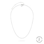 Zarte LIEBESKIND BERLIN Halskette - Charms Basiskette für Damen in Silber mit kleiner Schließe, abgebildet auf weiß. Liebeskind Berlin Logo unten abgebildet.