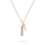 Die LIEBESKIND BERLIN Halskette - Love Lock in Roségold von Liebeskind Berlin mit zylindrischem Anhänger und kleinem Schlüsselanhänger eignet sich perfekt als Valentinstagsschmuck. Abgebildet auf einem weißen Hintergrund.
