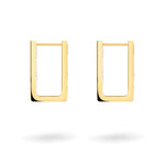 LIEBESKIND BERLIN Creole - Funkelnder Link: Rechteckige goldfarbene Ohrringe mit funkelnden Zirkonia-Steinen der Marke Liebeskind Berlin, ausgestellt auf weißem Hintergrund.