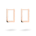LIEBESKIND BERLIN Creole - Funkelnde Verbindung: Rechteckige Ohrringe aus Roségold mit minimalistischem geometrischem Design und funkelndem Zirkonia-Stein, inspiriert vom zeitlosen Stil von Liebeskind Berlin, auf weißem Hintergrund.