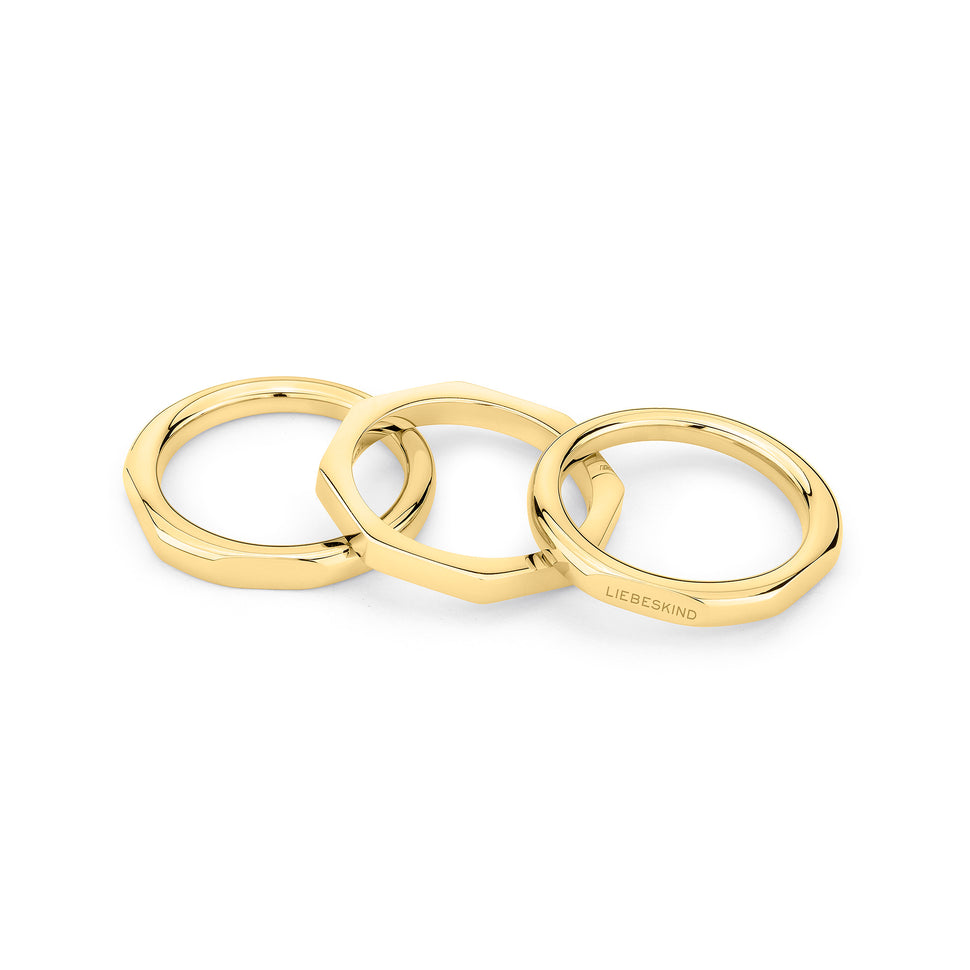 Goldener Liebeskind Berlin Ring in eckiger Form und Layering-Style; Größe 54, Zusatzbild