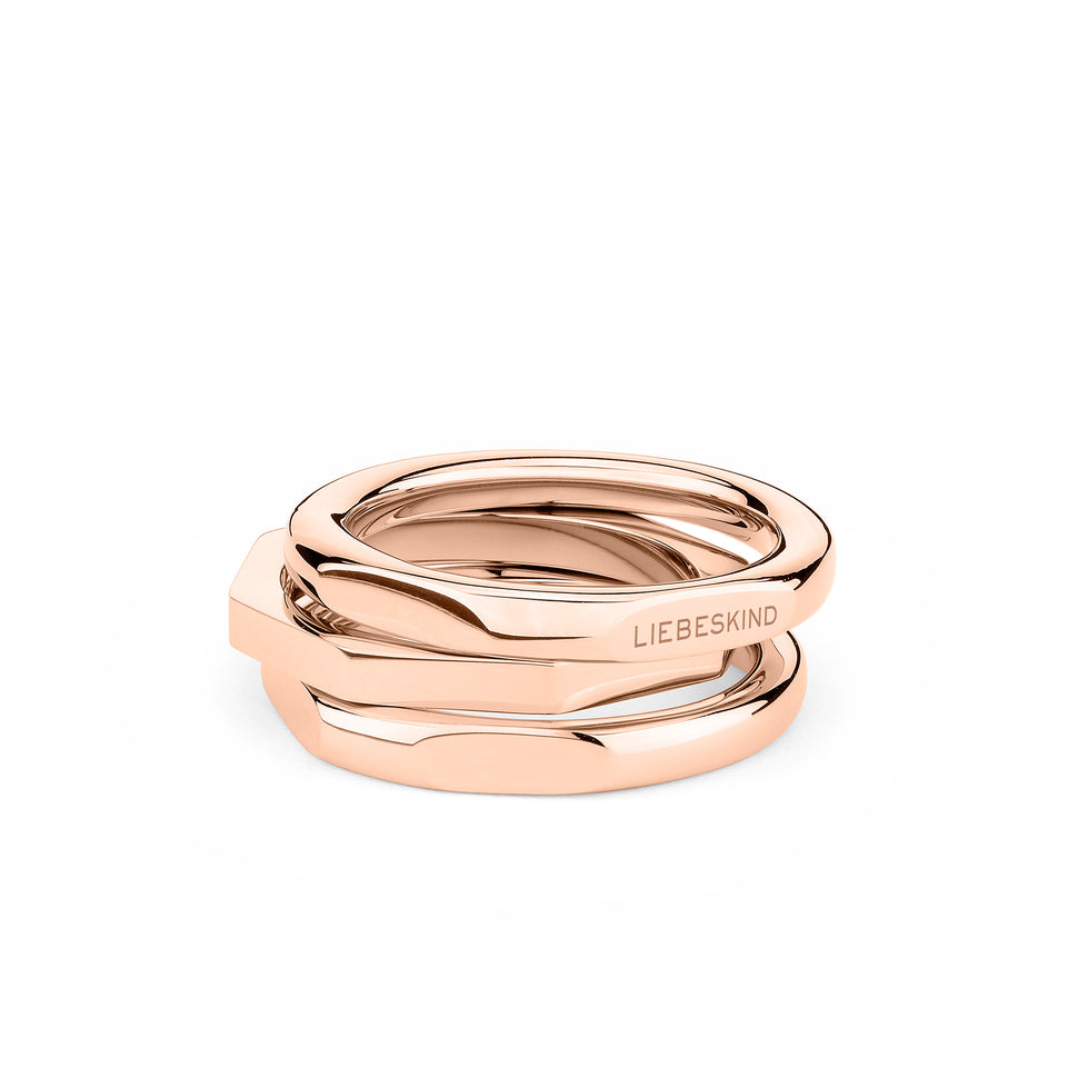 Roségoldener Liebeskind Berlin Ring in eckiger Form und Layering-Style; Größe 58, Zusatzbild