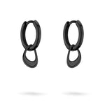 LIEBESKIND BERLIN Creole - Die organische Creole: Schwarze Doppelohrringe von Liebeskind Berlin mit ovalen und tropfenförmigen organischen Anhängern auf weißem Grund.