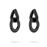 LIEBESKIND BERLIN Creole - Die Organic Creole von Liebeskind Berlin: schwarz glänzende, ovale Creolen mit einem schlichten, vernetzten Design auf weißem Grund.