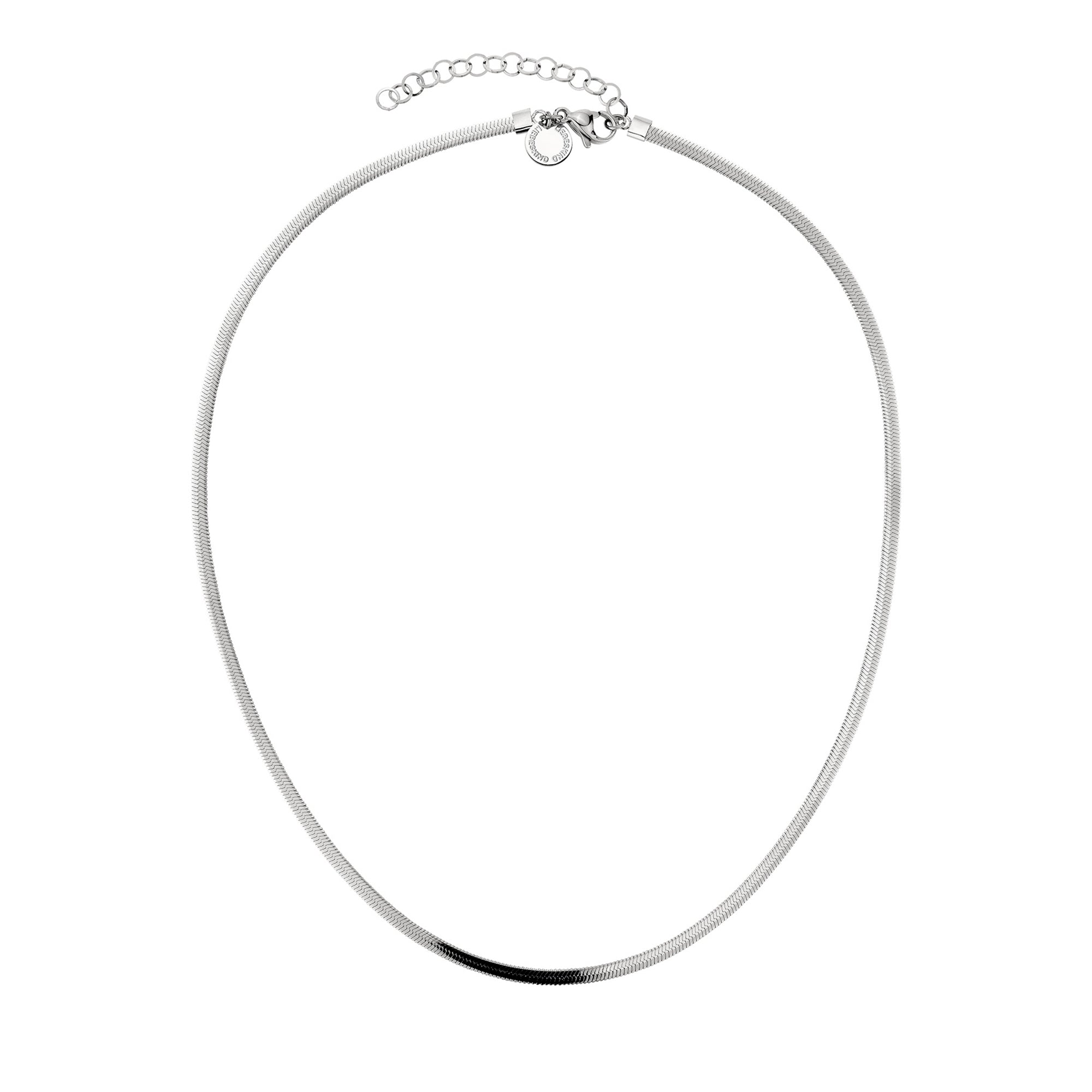 LIEBESKIND BERLIN feine silberfarbene Halskette aus dem Set Broken Heart Layering