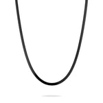 Die LIEBESKIND BERLIN Halskette - The Long Sleek von Liebeskind Berlin ist eine dünne, schwarze Halskette mit einer schlanken, U-förmigen Kette, die auf weißem Grund steht.