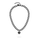 Die LIEBESKIND BERLIN Halskette - My Heart von Liebeskind Berlin aus Edelstahl überzeugt mit großen Gliedern und kleinem Herzanhänger, stilvoll präsentiert auf weißem Hintergrund.