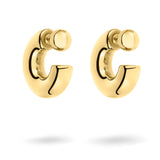 Die goldfarbenen LIEBESKIND BERLIN Creolen "Steel Ball" in C-Form mit abgerundeten Enden sind das perfekte Pendant zu silberfarbenen Ohrringen.