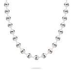 LIEBESKIND BERLIN Halskette - Steel Ball: Silberne Edelstahlkette von Liebeskind Berlin mit gleichmäßig angeordneten runden Perlen auf weißem Hintergrund.