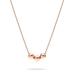 Die LIEBESKIND BERLIN Halskette - Steel Ball von Liebeskind Berlin in Roségold mit drei polierten Kugeln auf filigraner Kette vor weißem Hintergrund besticht durch ihr stilvolles, minimalistisches Design.