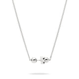 Die LIEBESKIND BERLIN Halskette - Steel Ball von Liebeskind Berlin zeichnet sich durch eine geometrische, minimalistische Schließe mit kugelförmigen und kubischen Elementen aus.