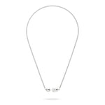 Minimalistisches Design: Silberne LIEBESKIND BERLIN Halskette - Steel Ball von Liebeskind Berlin mit kleinem, geometrischen Anhänger auf weißem Hintergrund.