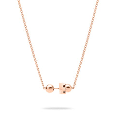 Die roségoldene LIEBESKIND BERLIN Halskette - Steel Ball von Liebeskind Berlin ist ein minimalistischer, geometrischer Anhänger mit einer Kugel und einem Würfel.
