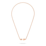 Die LIEBESKIND BERLIN Halskette - Steel Ball von Liebeskind Berlin in Roségold mit rundem und kubischem Verschluss auf weißem Hintergrund - ein Beispiel für minimalistisches Design.