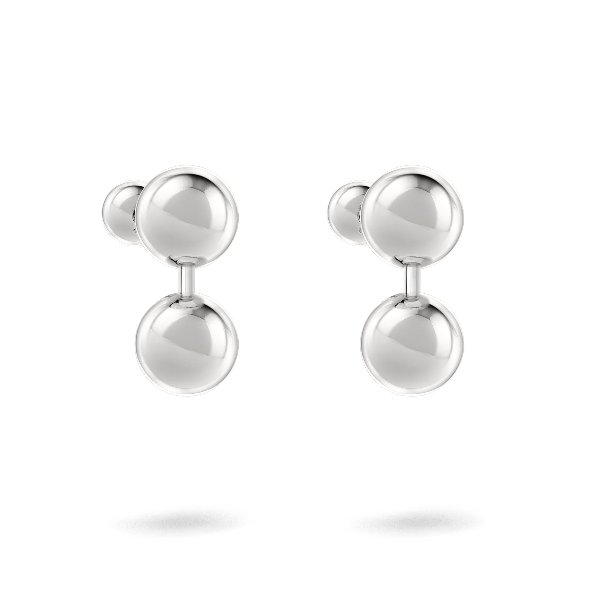 LIEBESKIND BERLIN Ohrstecker - Steel Ball von Liebeskind Berlin, mit eleganten silbernen Stahlkugeln auf weißem Hintergrund.