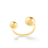 Der LIEBESKIND BERLIN Ring - Steel Ball von Liebeskind Berlin mit zwei unterschiedlich großen Kugel-Enden besticht auf weißem Hintergrund durch sein modernes Design.