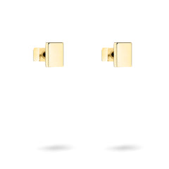 Liebeskind Berlin Ohrring - Plates: kleine, quadratische Goldohrstecker von Liebeskind Berlin auf weißem Grund - ideal für Liebhaber minimalistischen Schmucks.