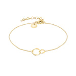 Elegantes goldenes Liebeskind Berlin Armband - Das Organic Twist Armband mit zwei ineinandergreifenden Kreisen und verstellbarem Verschluss, inspiriert vom zeitlosen Design der Marke.