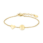Zartes Liebeskind Berlin Armband - You're my happy place in Gold mit Herz und gravierter Scheibe an einer feinen Kette - perfekt als Geschenk für einen besonderen Menschen.