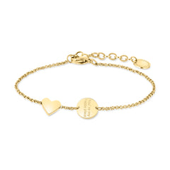 Zartes Liebeskind Berlin Armband - You're my happy place in Gold mit Herz und gravierter Scheibe an einer feinen Kette - perfekt als Geschenk für einen besonderen Menschen.
