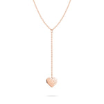 Die Liebeskind Berlin Halskette - Broken Heart zeigt einen geometrischen Herzsymbol-Anhänger in Roségold an einer zarten Kette, Teil der exklusiven Schmuckkollektion, präsentiert auf einem weißen Hintergrund.