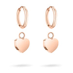 Der Liebeskind Berlin Ohrring - My Heart besticht durch sein elegantes Design in Roségold mit einem Herzanhänger, der auf weißem Hintergrund wunderschön präsentiert wird.