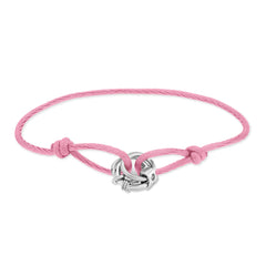 LIEBESKIND BERLIN Armband - Lora: Rosafarbenes Kordelarmband mit einem silbernen Knoten in der Mitte und verstellbaren Seitenknoten, ein stylisches Damen Accessoire von Liebeskind Berlin.