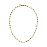 Die LIEBESKIND BERLIN Halskette - Urban Chic von Liebeskind Berlin zeigt kleine, gleichmäßig verteilte goldene Oval- und Stabglieder auf weißem Grund - eine elegante Damenkette für jeden Anlass.