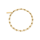 LIEBESKIND BERLIN Armband - Urban Chic von Liebeskind Berlin: eine goldene Kette im urbanen Stil mit verlängerten Gliedern und Perlenakzenten. Individuell anpassbar - perfekt für Ihren Stil, abgebildet auf weißem Hintergrund.